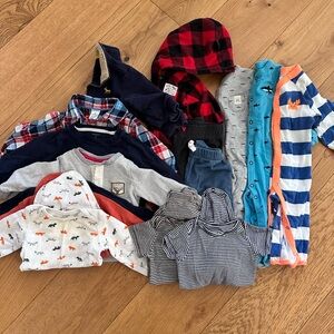Carters 9 month Boy Multi-Piece Clothing Lot - Navy, Red, Gray, Blue